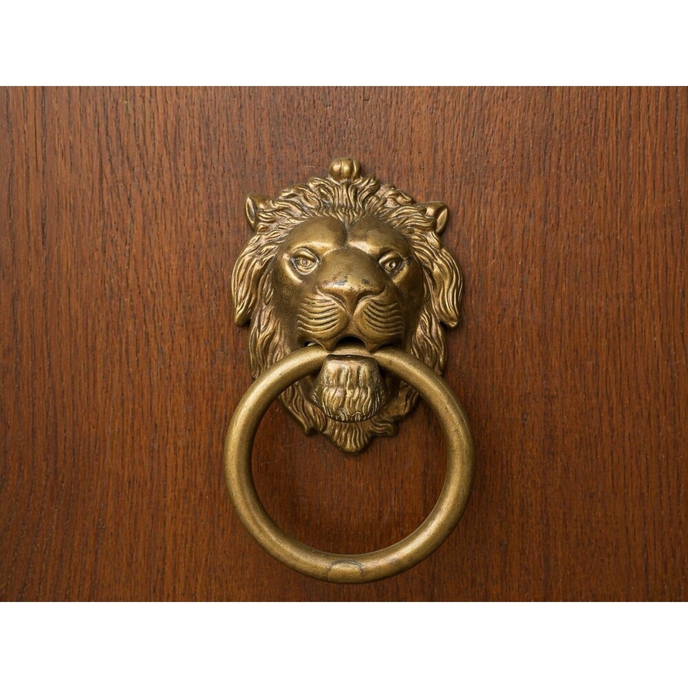 New Vintage Heavy Brass Lion Head Door Knocker Made In Italy